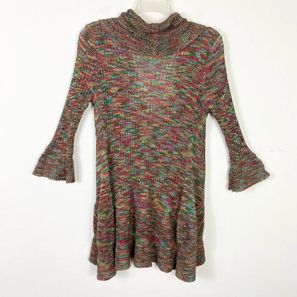 Vintage y2k Kessley Multicolor Rainbow Metallic Bell Sleeve Cardigan Sweater S